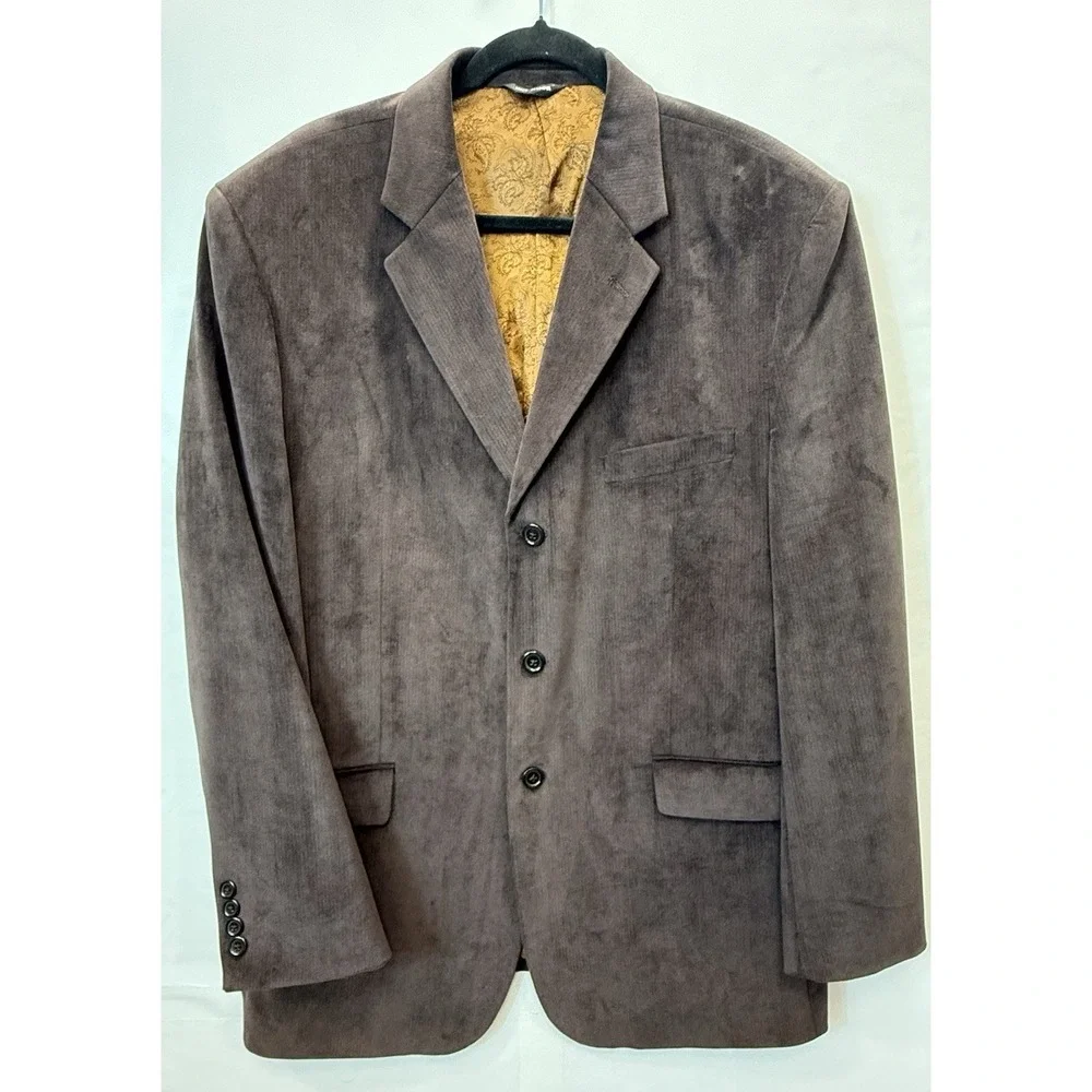 Bachrach Size 44R Brown Polyester Sport Coat Suit Jacket Blazer Paisley Lined